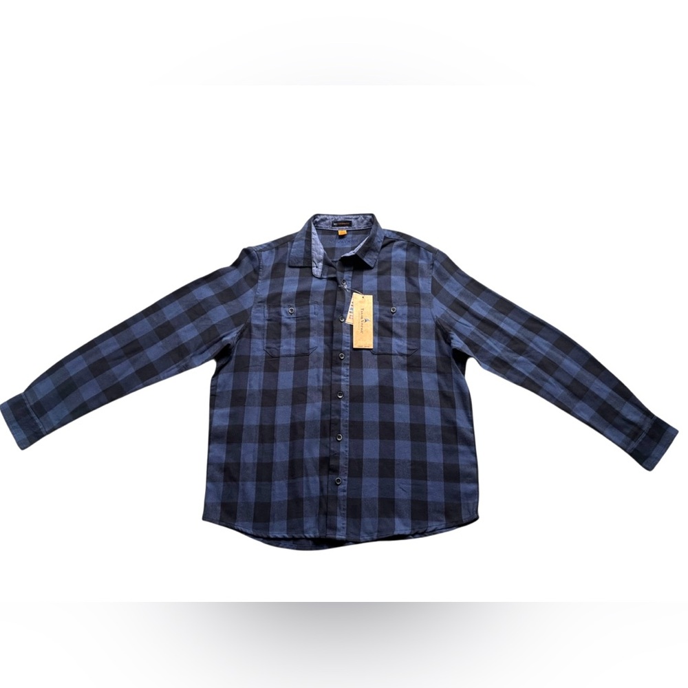 Tailor Vintage Luxe Performance Plaid Button Up Shirt Men’s Medium Blue NWT